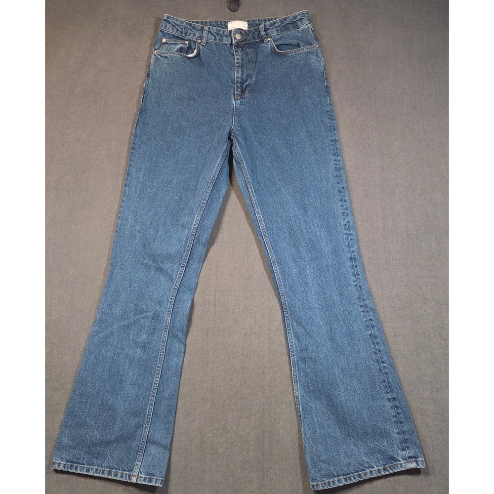 ASOS DESIGN Flare Jeans Womens W32 Blue Denim High Rise Retro Flare